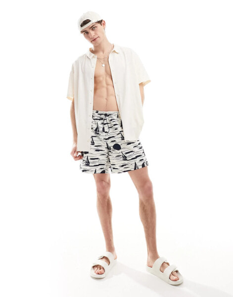 Hunky Trunks sunset boat swim short in off white