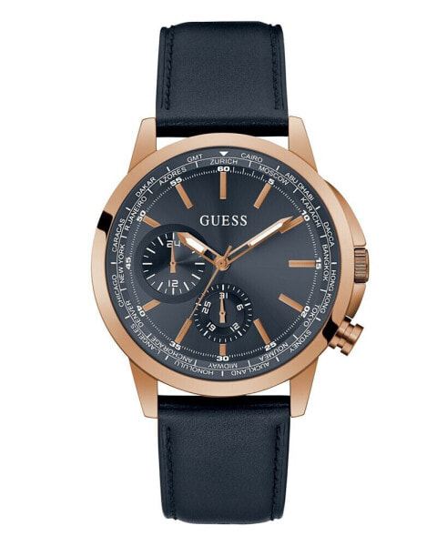 Наручные часы Stuhrling Men's Quartz Black Genuine Leather with Red Contrast Stitching Strap Watch 44mm