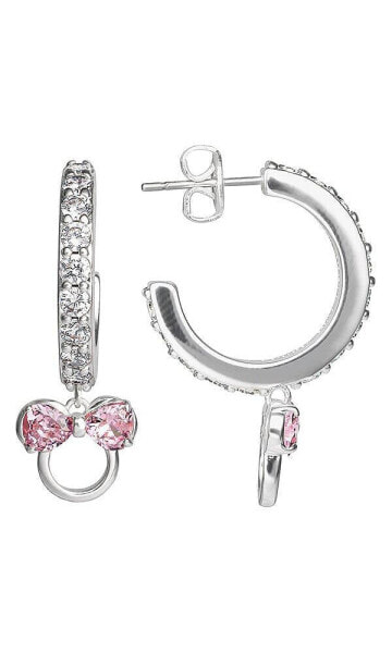 Minnie Mouse Cubic Zirconia Hoop Earrings, Officially Licensed