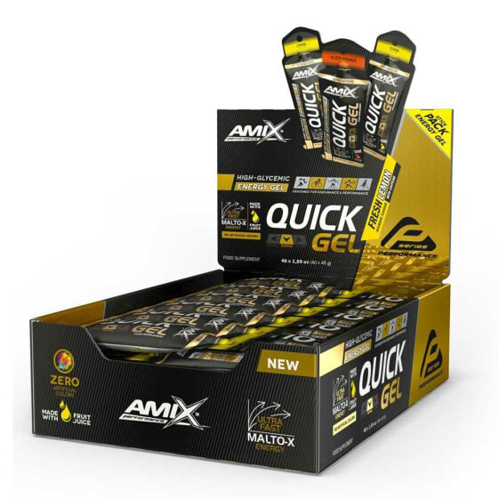 AMIX Quick 45g 40 Units Lemon Energy Gels Box