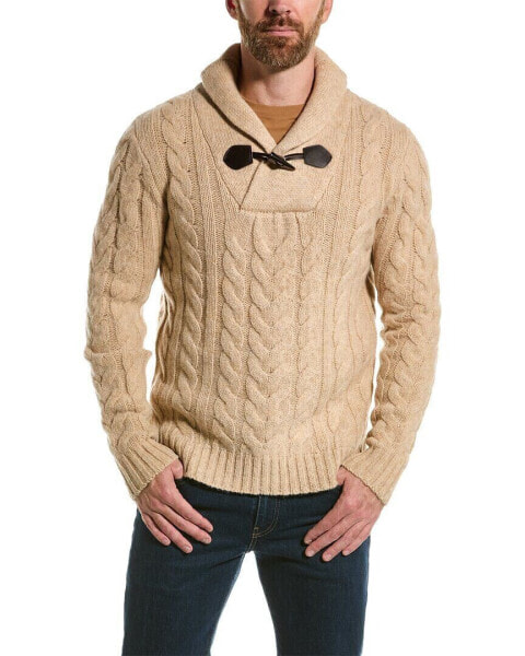 Loft 604 Cable Wool Shawl Collar Sweater Men's Beige M