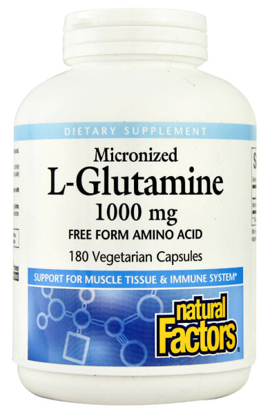 Natural Factors Micronized L-Glutamine Natural Factors Micronized L-Glutamine Микронизированный L-глутамин 1000 мг  180 вегетарианских капсул