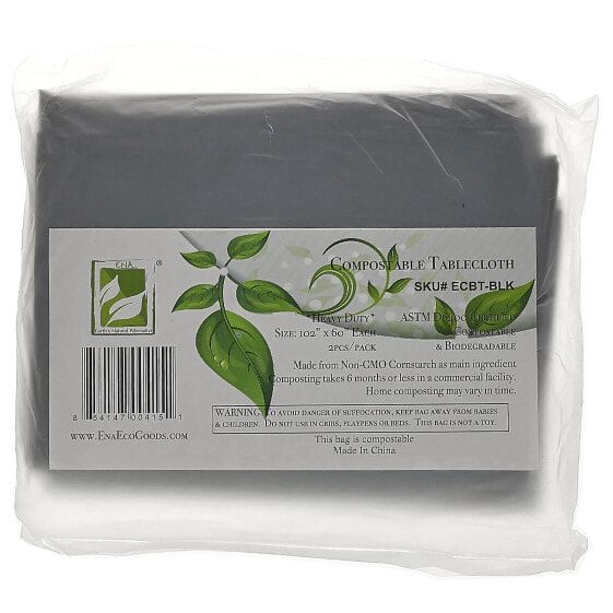 Compostable Tablecloth, Black, 2 Pack