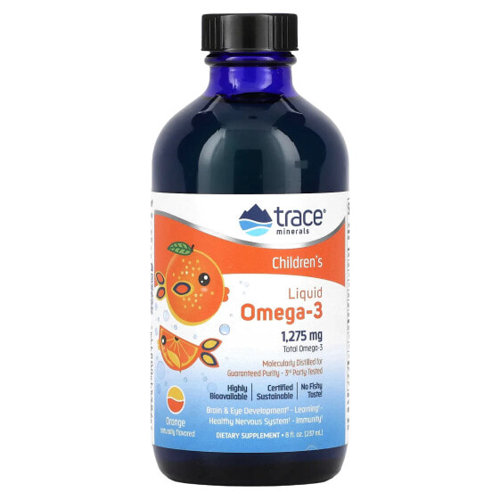 Детский жидкий Омега-3, апельсиновый, 1,275 мг, 8 ж. унц. (237 мл) Trace Minerals ®