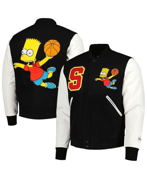 Men's Black The Simpsons Basketball Full-Zip Varsity Jacket