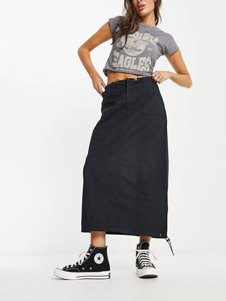 Cotton:On Jordan cargo maxi skirt in black