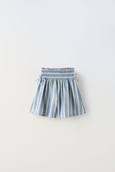Striped bermuda shorts with elastic detail