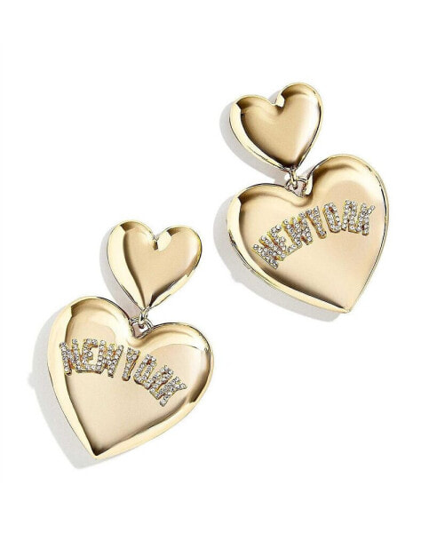 x Baublebar New York Yankees Heart Statement Drop Earrings