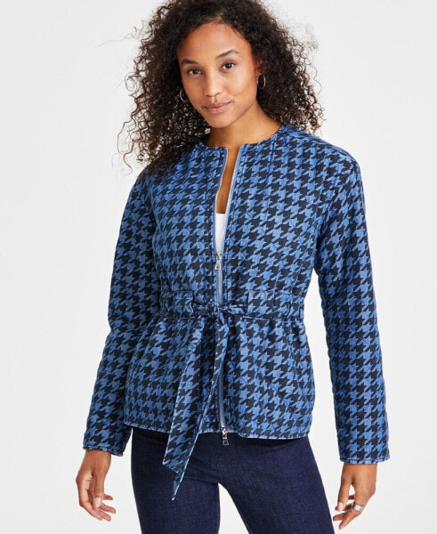 Women's Quilted Herringbone Tie-Waist Jacket