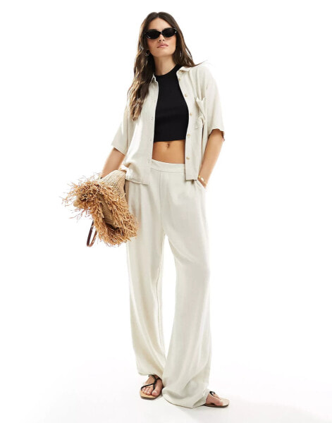 Object linen trouser co-ord with tie waist in oatmeal