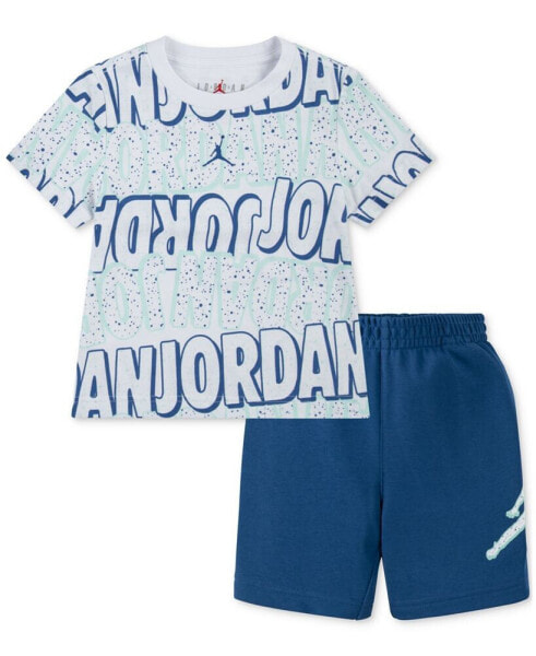 Детский комплект от Jordan: футболка с принтом и шорты из французского терри, 2 штуки