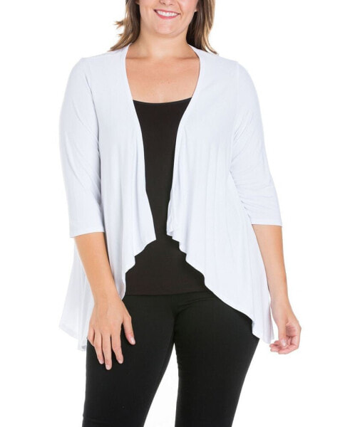 Plus Size Elbow Length Sleeve Open Cardigan