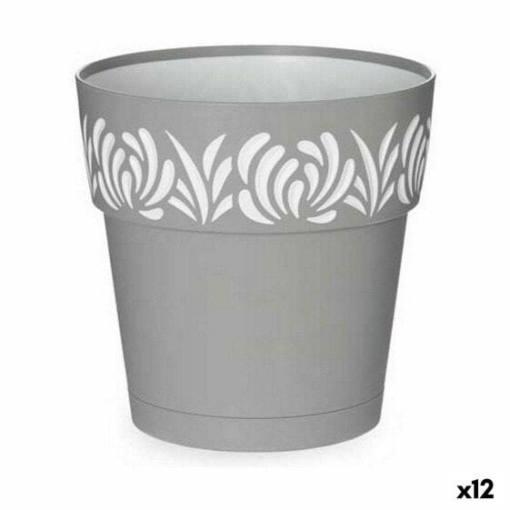 Self-watering flowerpot Stefanplast Gaia Grey Plastic 19 x 19 x 19 cm (12 Units)