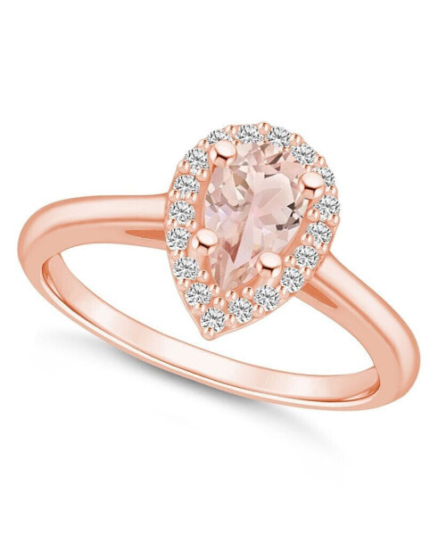 Morganite (3/4 ct. t.w.) and Diamond (1/5 ct. t.w.) Halo Ring in 14K Rose Gold