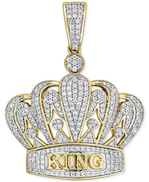 Macy's men's Diamond Pavé King & Crown Pendant (3/4 ct. t.w.) in 10k Gold