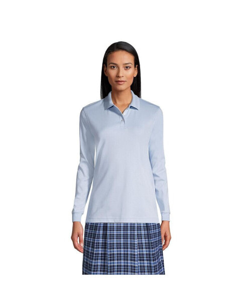 Women's School Uniform Tall Long Sleeve Interlock Polo Shirt