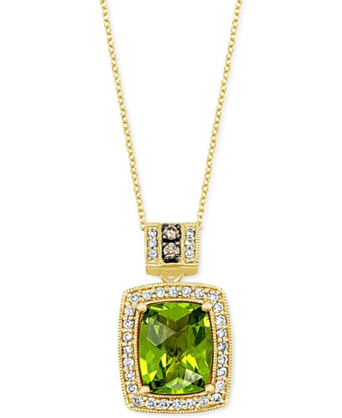 Le Vian green Apple Peridot (3 ct. t.w.), Chocolate Diamonds (1/20 ct. t.w.) & Vanilla Diamonds (1/5 ct. t.w.) Pendant Necklace in 14k Yellow Gold, 18"