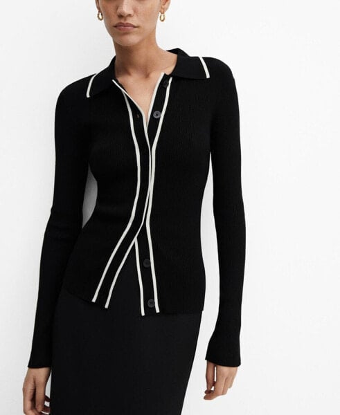 Women's Contrast Trims Cardigan