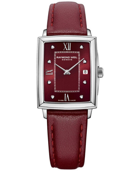 Women's Swiss Toccata Diamond (1/4 ct. t.w.) Burgundy Leather Strap Watch 23mm