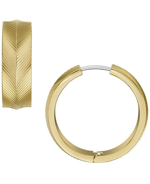 Harlow Linear Texture Gold-Tone Stainless Steel Hoop Earrings