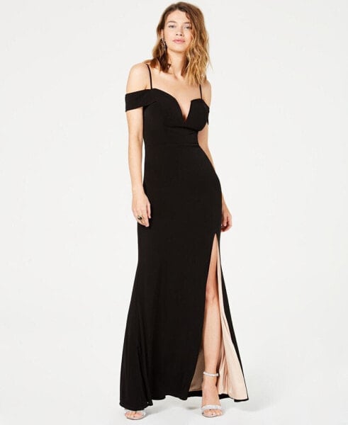 Juniors' Off-The-Shoulder Gown
