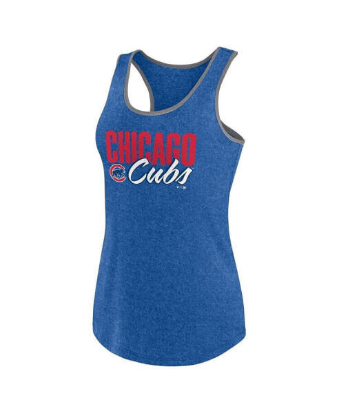 Women's Heather Royal Chicago Cubs Fuel Racerback Tank Top