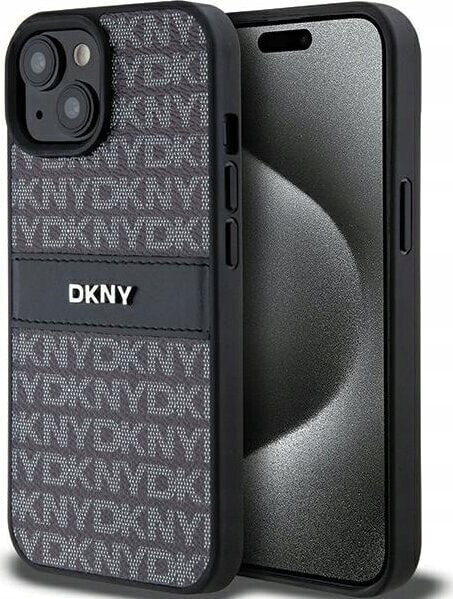 DKNY DKNY DKHCP15MPRTHSLK iPhone 15 Plus / 14 Plus 6.7" czarny/black hardcase Leather Mono Stripe & Metal Logo