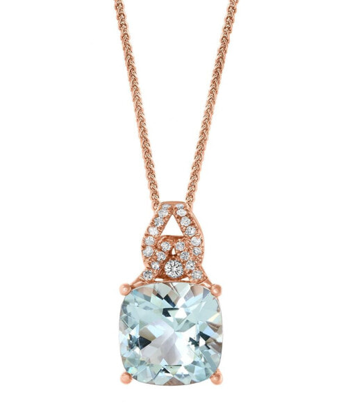 LALI Jewels aquamarine (3-1/2 ct. t.w.) & Diamond (1/8 ct. t.w.) 18" Pendant Necklace in 14k Rose Gold