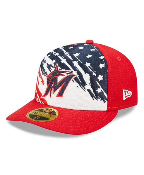 Men's Red Miami Marlins 2022 4th of July Low Profile 59FIFTY Fitted Hat