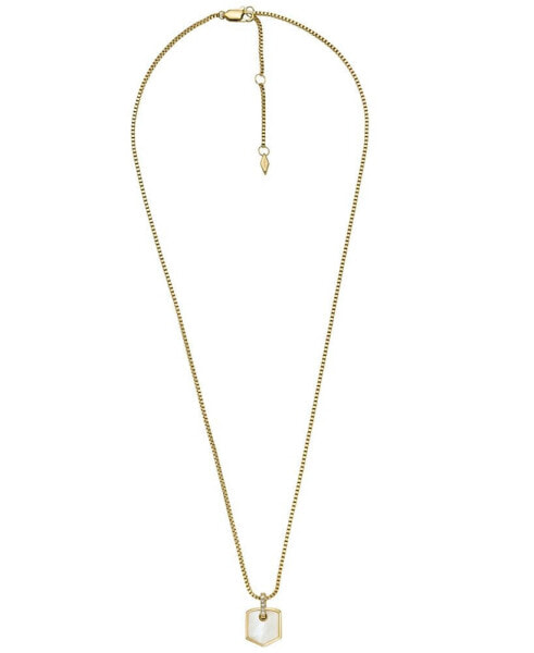 Heritage Crest Mother of Pearl Gold-Tone Stainless Steel Chain Necklace