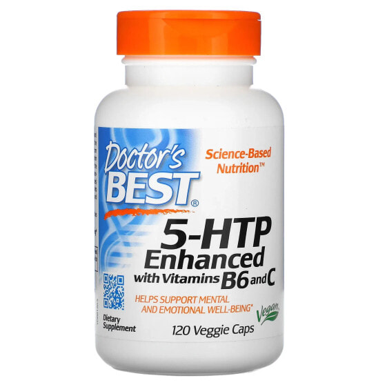 Витамины таблетки Doctor's Best 5-HTP, улучшенные витаминами B6 & C, 120 капсул