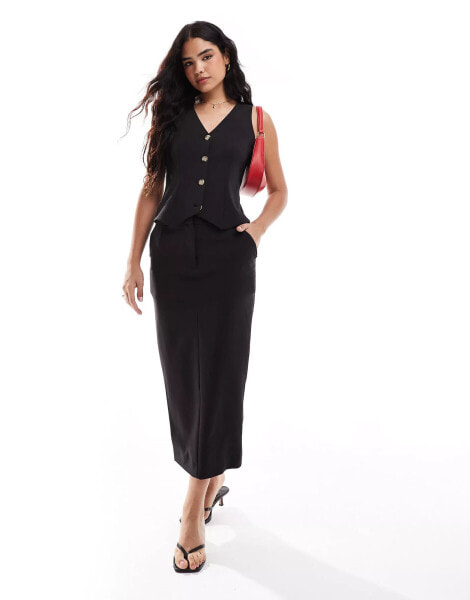 Closet London maxi skirt co-ord in black