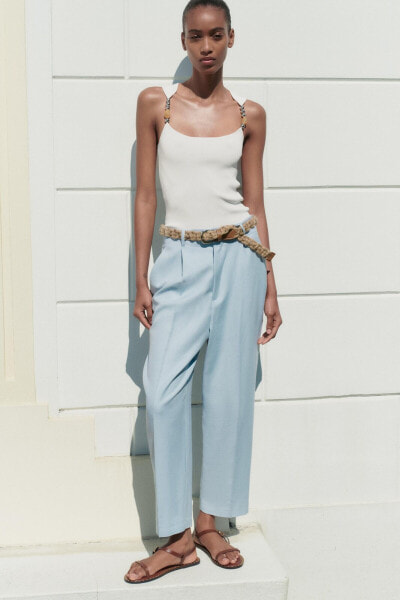 Braided belt trousers