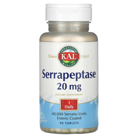Пищеварительный фермент KAL Серрапептаза, 20 мг, 90 таблеток