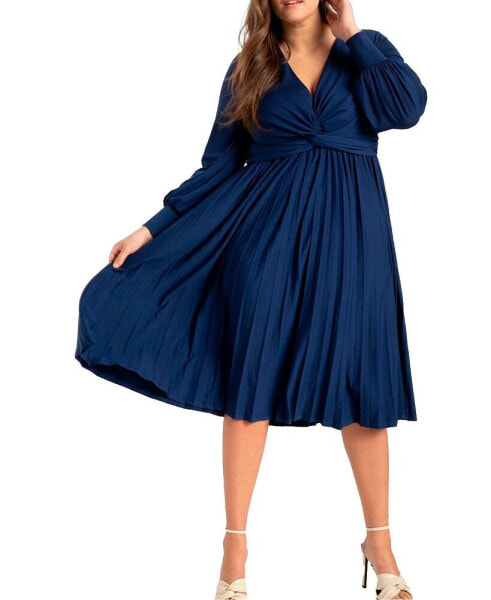 Plus Size Knot Front Pleated Skirt Dress