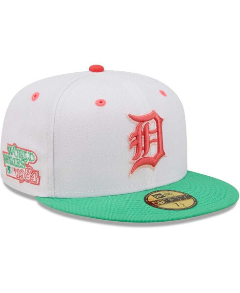 Men's White, Green Detroit Tigers 1984 World Series Watermelon Lolli 59Fifty Fitted Hat