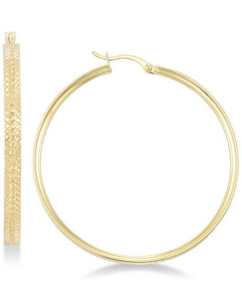 Textured Hoop Earrings in 18k Gold over Sterling Silver