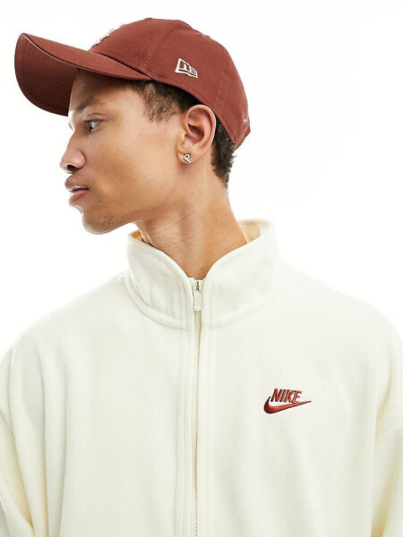 Nike Club fleece zip thru jacket in beige 