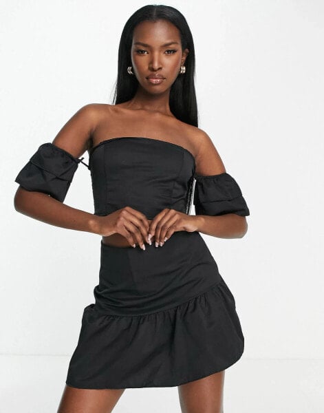 Trendyol bandeau and skirt co-ord set in black