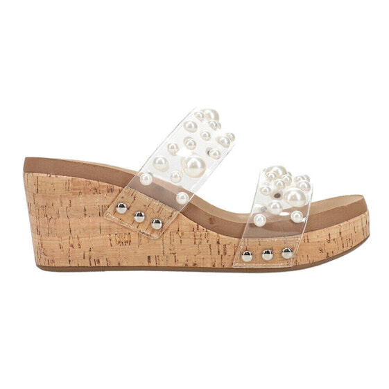 Corkys Sangria Clear Studded Wedge Womens Clear Casual Sandals 41-0251-CLER