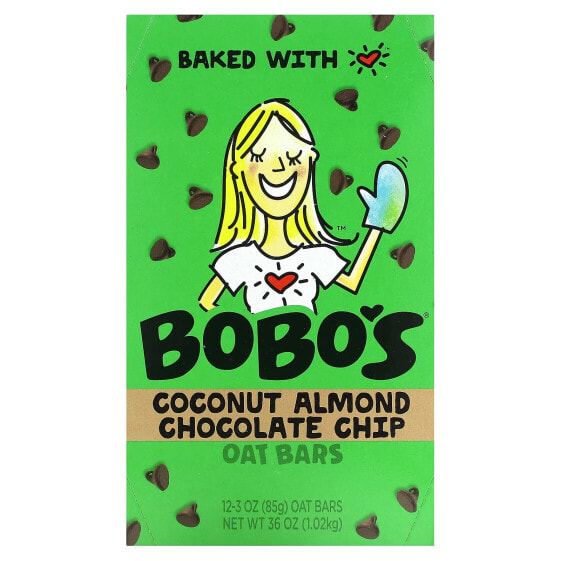 Bobo's Oat Bars, Кокос и миндаль с шоколадной крошкой, 12 батончиков, по 85 г (3 унции)
