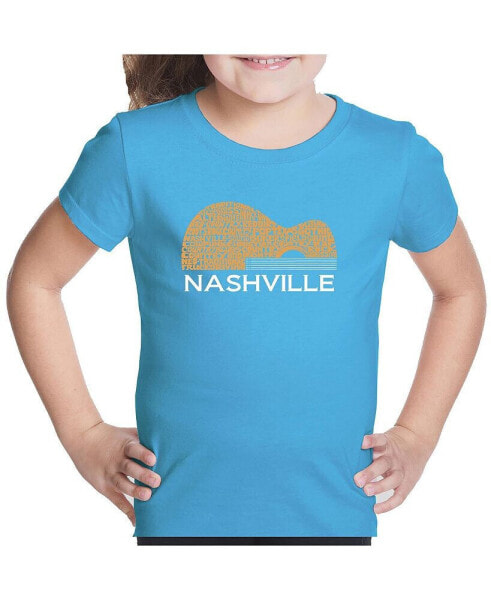 Child Nashville Guitar - Girl's Word Art T-Shirt