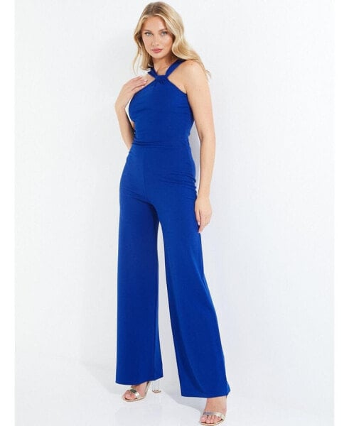 Women's Asymmetric Halter Palazzo Jumpsuit