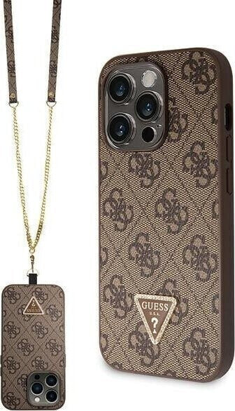 Guess Guess GUHCP15XP4TDSCPW iPhone 15 Pro Max 6.7" brązowy/brown hardcase Crossbody 4G Metal Logo