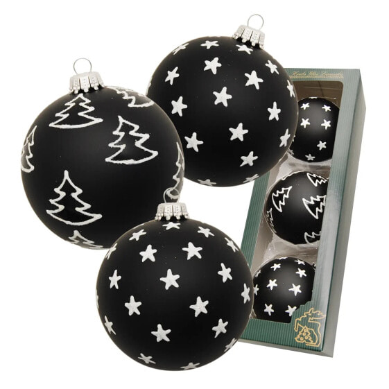 Xmas Black & White Ebony, 3-er Set 8cm