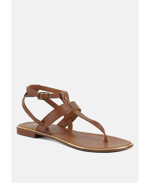 IRENE Gold Flat Thong Sandals