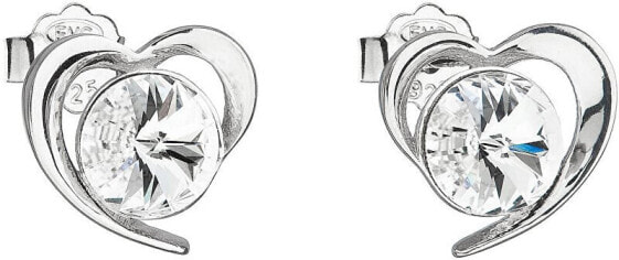 Серебряные серьги с белым сердцем Swarovski 31259.1