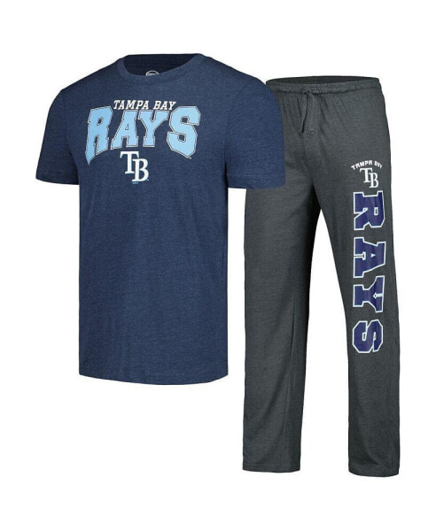 Men's Charcoal, Navy Tampa Bay Rays Meter T-shirt and Pants Sleep Set