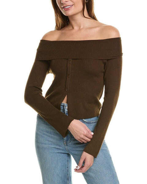 Serenette Button Front Wool-Blend Sweater Women's Brown Os