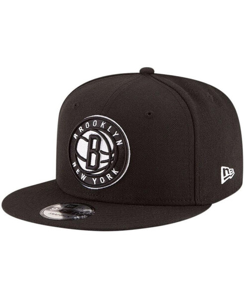 Men's Black Brooklyn Nets Official Team Color 9FIFTY Snapback Hat